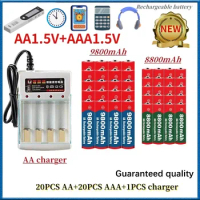 NEW 1.5V AA9800mAh+AAA8800mAh+charger 1.5V, Rechargeable Nickel Hydrogen Battery, Used for Electronic Toys, Camera Batteries