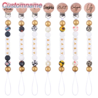 1pc Baby Pacifier Chain Personalize Name Pacifier Clip Wooden Dummy Chain  Holder Crochet Candy Pacifier Baby Teething Toys
