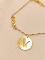 Gelang Emas 8K Inisial Huruf V – Rantai Halus + Zircon Elegant 2.02gr/17cm