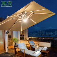 莫家戶外傘遮陽傘庭院傘室外傘花園太陽能傘LED發光帶燈羅馬傘