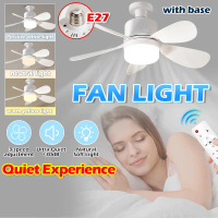 3 Color LED Ceiling Fan With Light Mini Kipas Siling Cooling Fan Silent Remote Control 52CM E27 Base