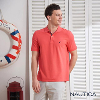 【NAUTICA】經典款素色短袖POLO衫(橘紅)