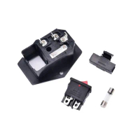 1Pc ON/OFF Switch Socket With Female Plug For Power Supply Cord Arcade Machine IO Switch With Fuse