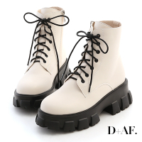 D+AF 酷甜主張．超輕量綁帶鋸齒短靴＊米黑