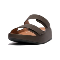 【FitFlop】SAMEL MENS ADJUSTABLE LEATHER SLIDES可調節雙帶皮革涼鞋-男(巧克力棕)