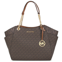 MICHAEL KORS Jet Set Travel 防刮滿版雙側口袋大托特/肩背包(咖啡色)