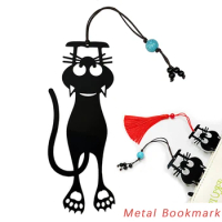 3D Hollow Black Cat Bookmark for Books Kawaii Metal Book Mark for Kids Student Teachers Gift School Office Stationery