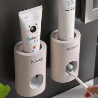 Ecoco Environmental Toothpaste Dispenser Wall Mount Dust-Proof Squeezer Holder Kids