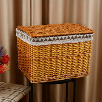 藤編收納籃 層架 儲物架(中號 薑黃色(三角))