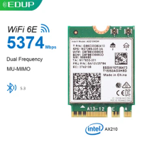 EDUP 5374Mbps Intel AX210 WiFi 6E Card PCIE Bluetooth 5.3 Dual Band 2.4G/5GHz Wireless Network Adapter Wi-Fi Receiver For Laptop