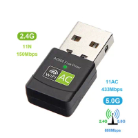 Mini 600Mbps Dual-Band WiFi Adapter USB Antenna 2.4G+5GHz USB Wifi Adapter Wireless Network Card Wifi Adaptador