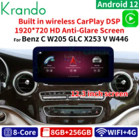 Krando Android 13.0 12.3'' Autoradio For Mercedes Benz C W204 W205 GLC-X25 V W446 2008 - 2018 Android Car Radio Wireless Carplay