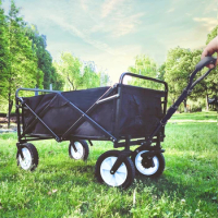 Outdoor Garden Carts Folding Cart with Wheels Camping Hand Wagon Portable Stall Picnic Trolley Pull Rod Fishing Shopping Carts