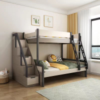 Drawer bed frame, double children's solid wood king size bed, children's loft bed