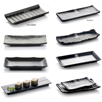 仿瓷黑色磨砂日式長條盤長方壽司盤蛋糕盤特色刺身平盤創意烤肉盤