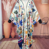 Kuwait Fashion Blogger recommend Silk Bohemian Kaftan Maxi Dress 2021 Winnie Traditional Floral Abaya Muslim BouBou Dresses