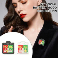 Social Battery Mood Conversion Metal Brooch Interactive Mood Enamel MY ATTITUDE Bag Pin Can Slide Clothing Decoration