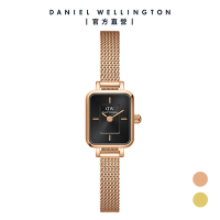Daniel Wellington DW 手錶 Quadro Mini 15.4x18.2ｍｍ 方糖系列編織小方錶-樹莓黑錶盤 DW00100647/DW00100652