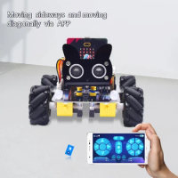 Keyestudio Micro:Bit V2 4WD Mecanum Wheel Robot Car Kit For Microbit STEM Toys Makecode &amp;Python Programming DIY Starter Kit