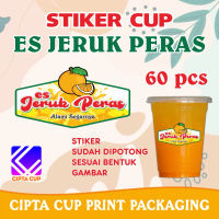 stiker label gelas cup minuman anti air es JERUK PERAS 60 pcs