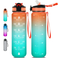 ZOMAKE Sport Water Bottle 1liter Motivational Drinking Bottle With Time Marker Portable Reusable Plastic Cups Outdoor Travel Gym