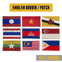 Ratsvendor Emblem Bordir Patch Bendera Negara Asia Tenggara / ASEAN Vietnam
