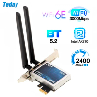 Desktop Wi-Fi 6 for Intel AX210 PCIe WiFi Adapter Bluetooth 5.2 3000Mbps 2.4G 5G 6G 802.11ax AX210NGW Wireless Wifi 6E Card