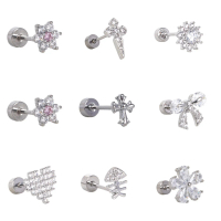 Copper Zircon Butterfly Knot Ear Bone Stud Titanium Steel Screw Design Sense Earrings Niche Ins Styl