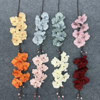 [READY]Bunga Anggrek/Anggrek Kain Cabang 6 76Cm Bunga Artificial Silk Import Premium Hantaran COD