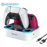 NEWDERY PS5 Controller Charger Station for Playstation 5 &amp; Dual Sense Edge Controller Fast Charging Dock Stand Station WithCable