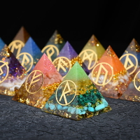 奧根金字塔水晶寶石擺件創意簡約桌面符文招財轉運奧罡能量塔飾品