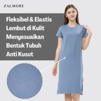 Zalmore Basic Midi Dress with Slit Premium LUMA Knit - Dress Wanita Lembut Anti Kusut Anti Nerawang