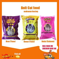 MAKANAN KUCING BOLT 1 KG TUNA BENTUK IKAN CAT DRY FOOD PAKAN KERING MAKAN PELET 500 gr Ikan