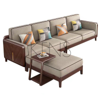 沙發 沙發椅 新北歐風全實木胡桃木沙發轉角貴妃榻小戶型客廳組合現代簡約木質