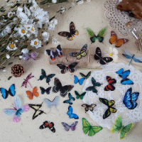 40 Sheets Waterproof PET Fairy Butterfly Stickers Vintage Flower Elfin Sticker Deco Label for Scrapbooking Album Decals