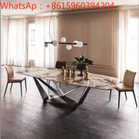 Italian-style slate dining table Modern and simple household small-sized rectangular Nordic luxury marble dining table