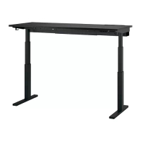 MITTZON 升降式工作桌, 電動 黑色/實木貼皮 梣木/黑色, 160x60 公分