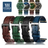 20mm 22mm 24mm strap Watch Accessories Oil Wax Leather Watch Strap Watch Band For Panerai Seiko Fossil Etc Brand Men Watchband