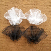 1 Pair Pearl Tulle Cuffs Gloves Bead Flare Sleeve Manicure Photo Background Wedding Wristband Handheld Shooting Decoration