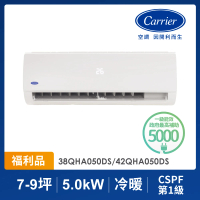 【Carrier 開利】福利品★7-9坪R410A一級變頻冷暖分離式空調(38QHA050DS/42QHA050DS)