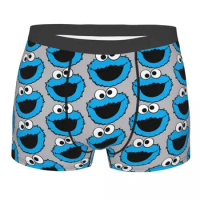 Custom Cookie Monster Face Cartoon Boxers Shorts Men's Sesame Street Briefs Underwear Novelty Underpants