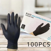 50 Pairs Disposable Black Nitrile Gloves for Household Cleaning Work Safety Tools Gardening Gloves Kitchen Cooking Tools Tatto