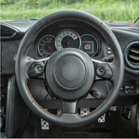 Black Steering Wheel Cover Artificial Leather Hand-stitched Steering Wheel Cover For Subaru BRZ 2017-2020 Toyota 86 2017-2020