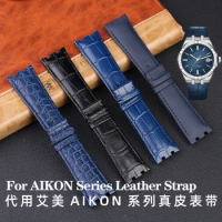 Cowhide/Crocodile/Nylon Watchband For MAURICE LACROIX AIKON Series AI6058 AI6038 AI6008 Modified Watch Strap Bracelet Black Blue