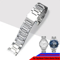 Stainless Steel Watchband 22mm24mm Curved End Solid Link Silver Bracelet For Tag Heuer Carrera Strap Man Fine Steel Watch chain