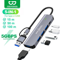 jveshop1 GOOJODOQ 2-in-1 5 Port USB 3.1 Type-C High Speed USB C HUB with 3.0 2.0 5Gbps TF SD Reader 
