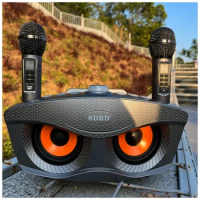 SD306 Plus Portable Karaoke Wireless Bluetooth Speaker 2 in 1 Dual Microphone Owl Speaker 30W High Power Subwoofer Family KTV