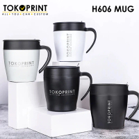 (SUDAH TERMASUK CETAK CUSTOM) H6606 Mug Vakum Gelas Kopi Termos Tahan Panas dan Dingin Botol Minum A