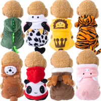 Pet Clothes Transformation Coral Fleece Autumn Winter Dinosaur Four-Legged Dog Winter Clothes Cat Pe
