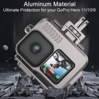 Metal 40M Waterproof Case for GoPro Hero 9 10 11 Diving Protective Housing Underwater Cover for Go Pro 11 10 9 Accessories